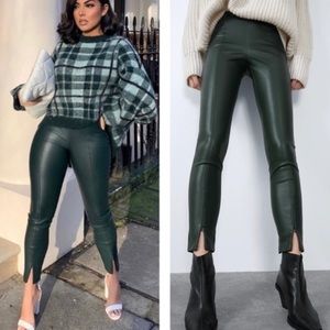 Zara green leather pants